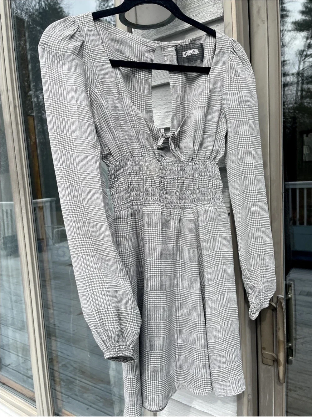 Reformation Gray Long Sleeve Mini Dress in Aberdeen Wilder - Picture 4 of 5